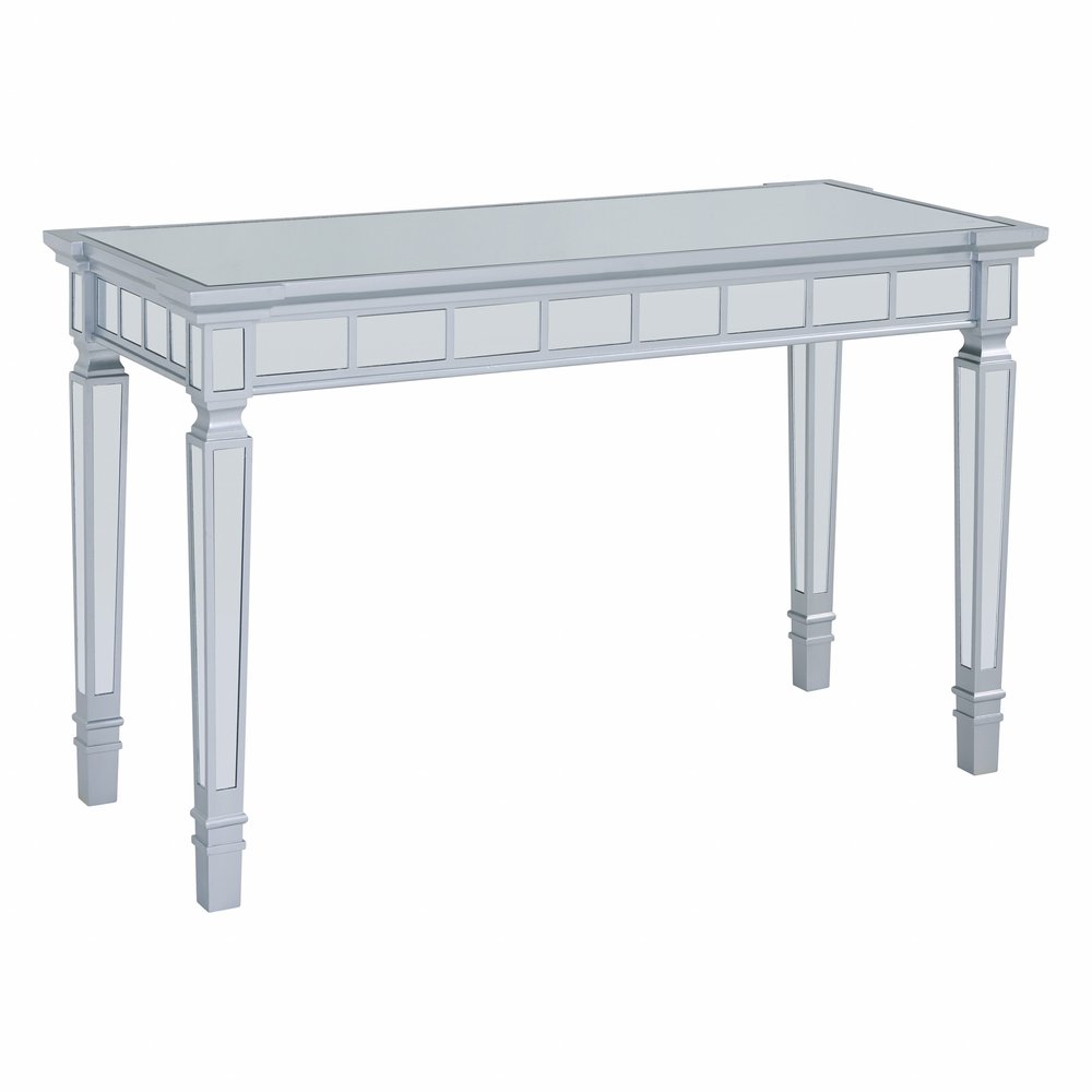 47" Silver Wood Mirrored With Two Drawers
