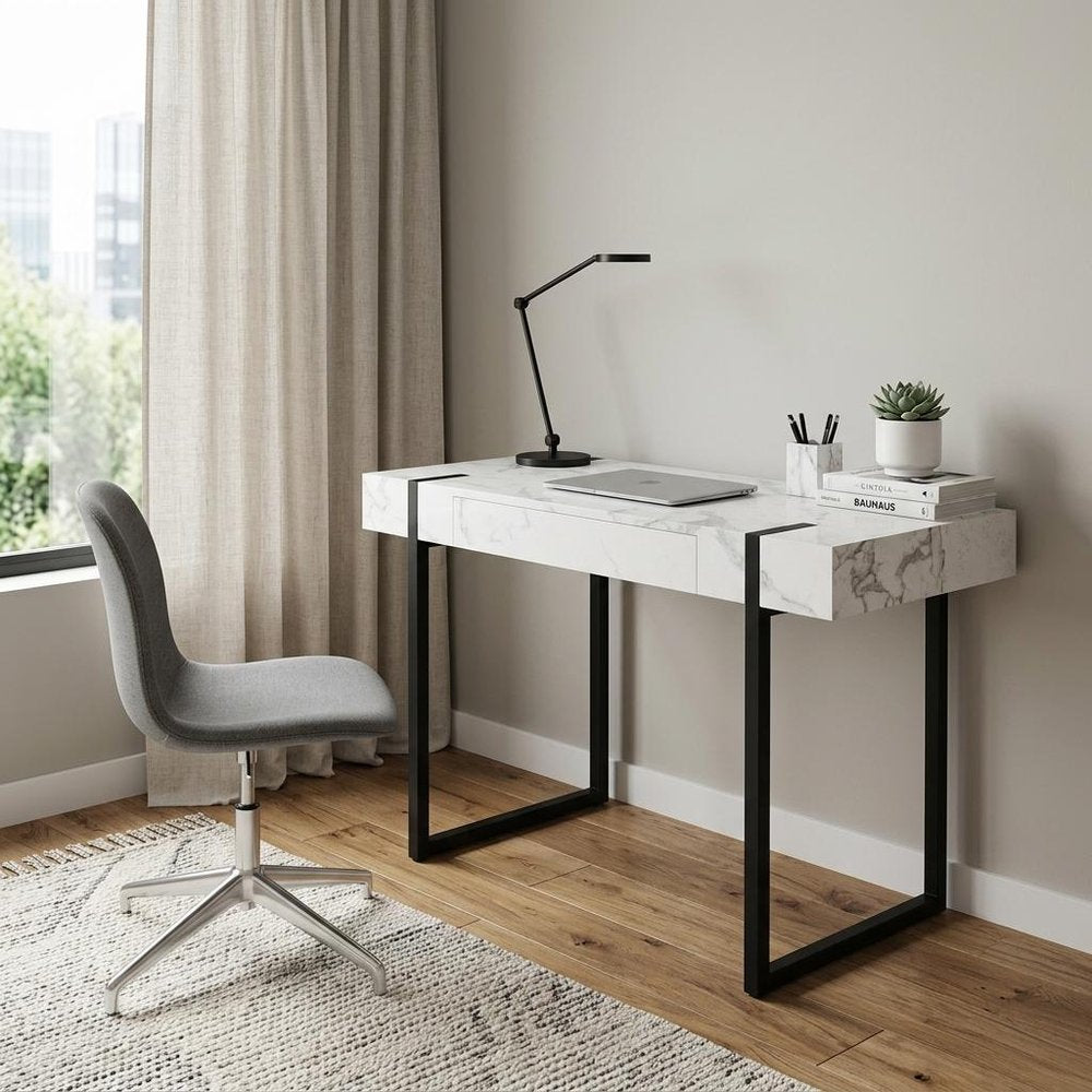 45" White and Black Writing Desk