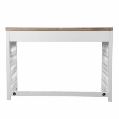 43" Natural And White Writing Desk With Three Drawers