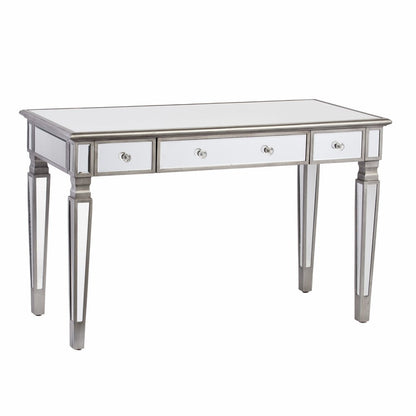 48" Silver Wood Mirrored With Three Drawers