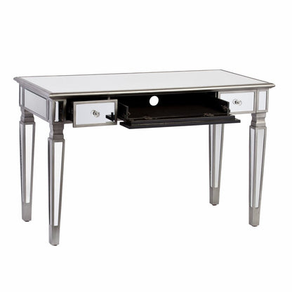 48" Silver Wood Mirrored With Three Drawers