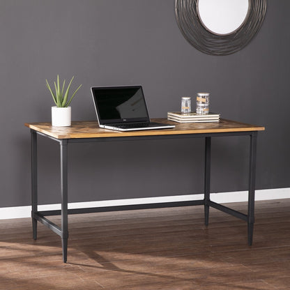 53" Natural And Black Writing Desk