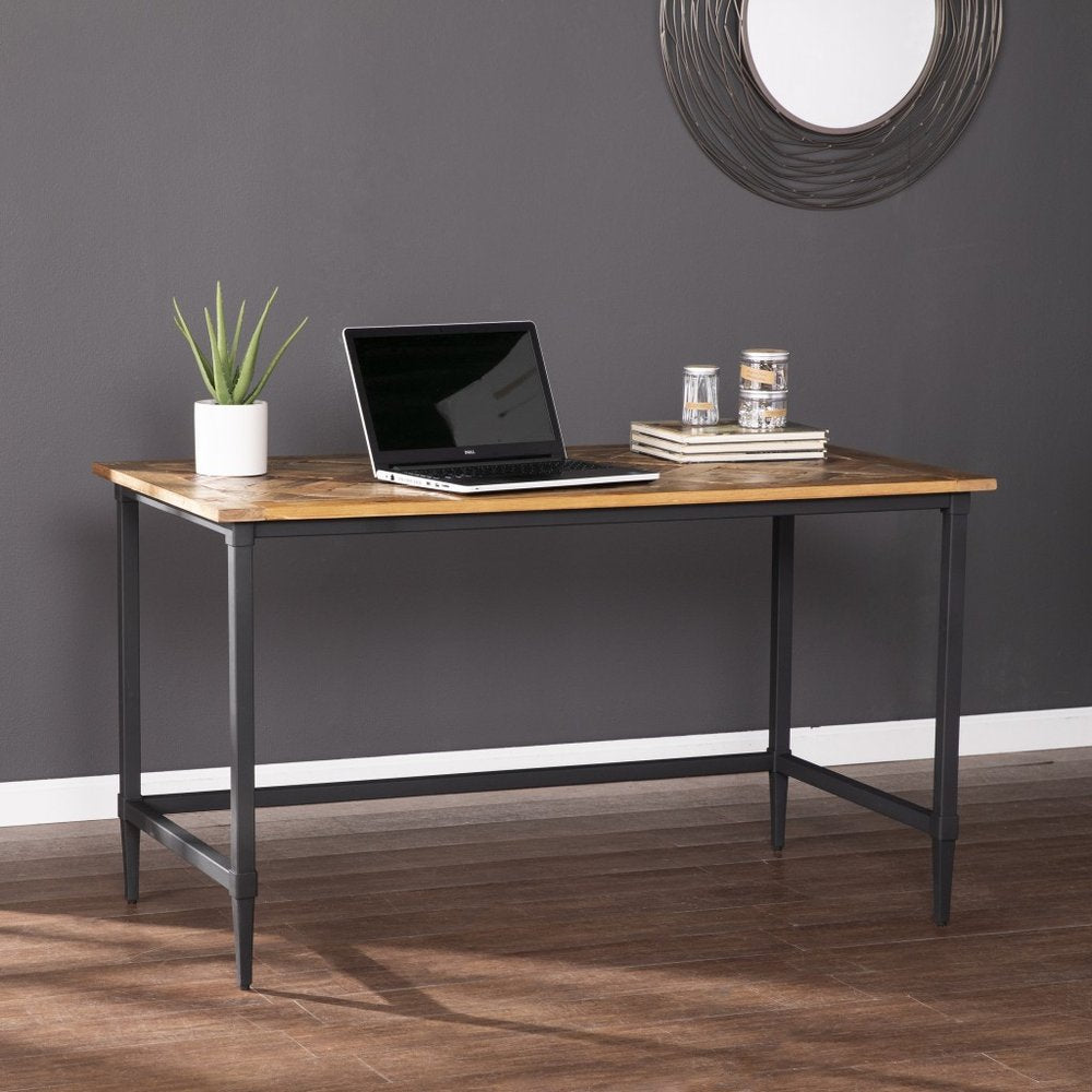 53" Natural and Black Wood Writing Desk