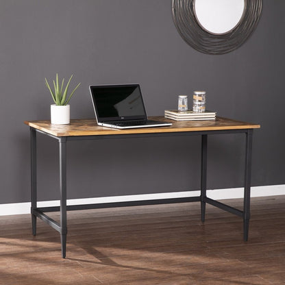 53" Natural and Black Wood Writing Desk