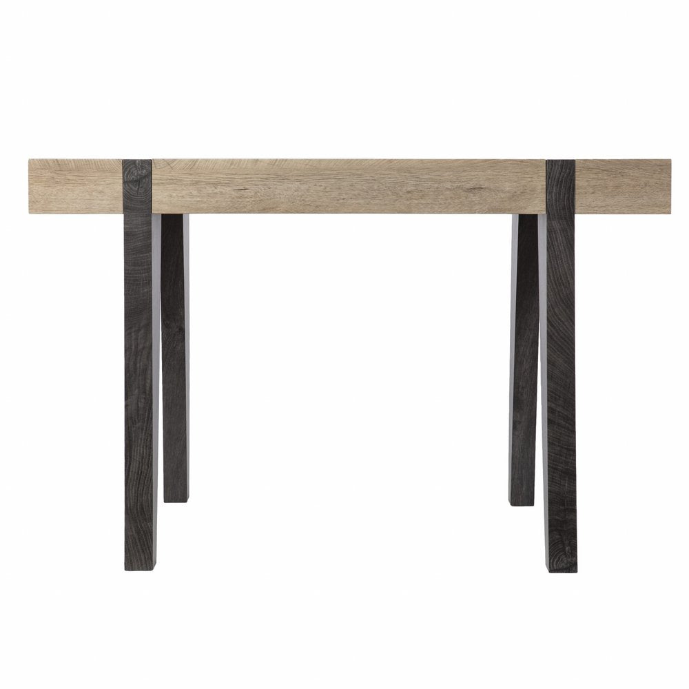 45" Natural and Dark Brown Wood Parsons