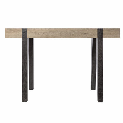 45" Natural and Dark Brown Wood Parsons