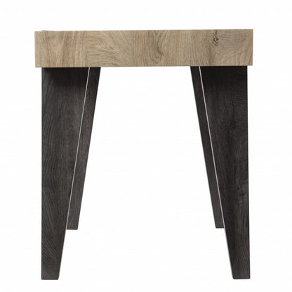45" Natural and Dark Brown Wood Parsons