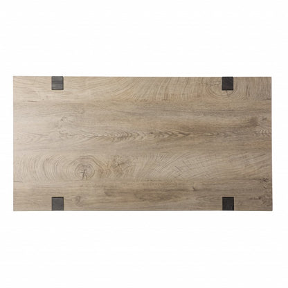 45" Natural and Dark Brown Wood Parsons