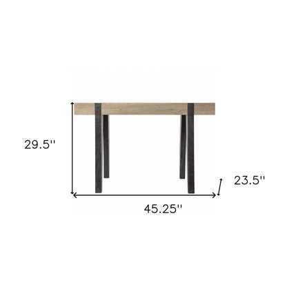 Modern Chunky Natural and Gray Wood Table Desk