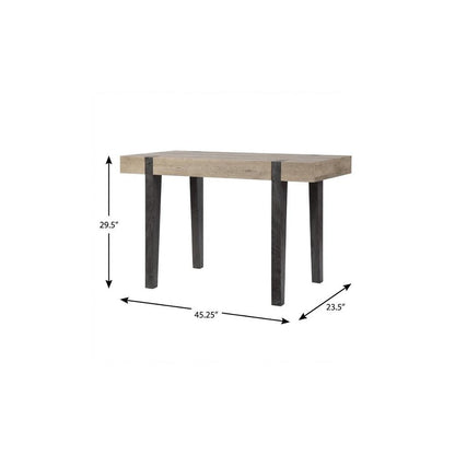 45" Natural and Dark Brown Wood Parsons