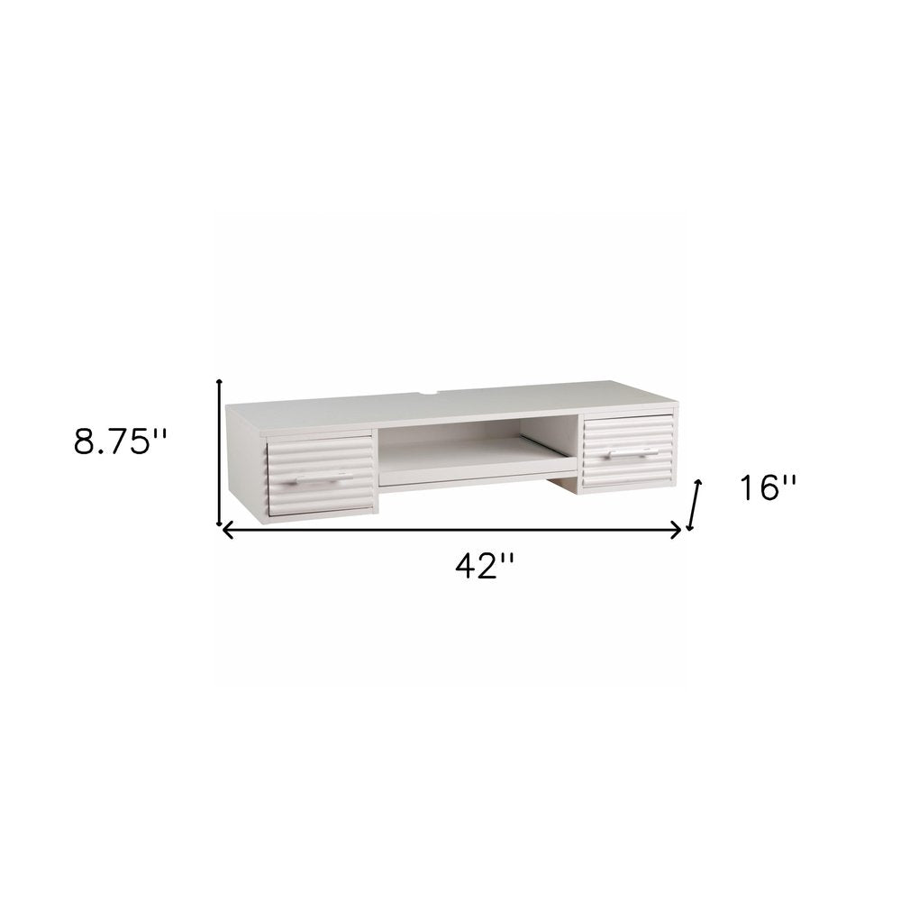 White Wall Mount Desk with Drawers