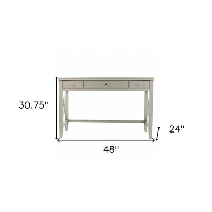 48" Gray Wood Trestle With Three Drawers