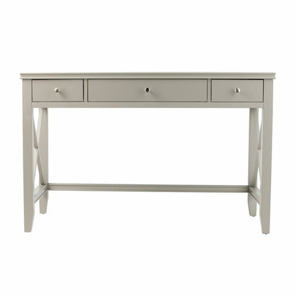48" Gray Wood Trestle With Three Drawers