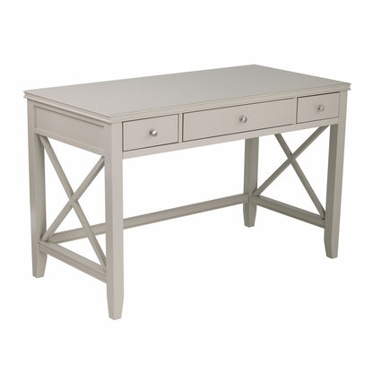 48" Gray Wood Trestle With Three Drawers