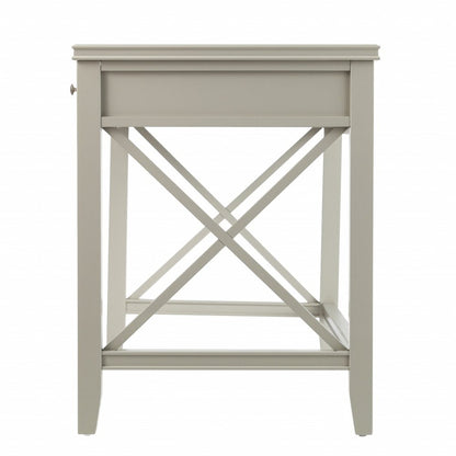 48" Gray Wood Trestle With Three Drawers
