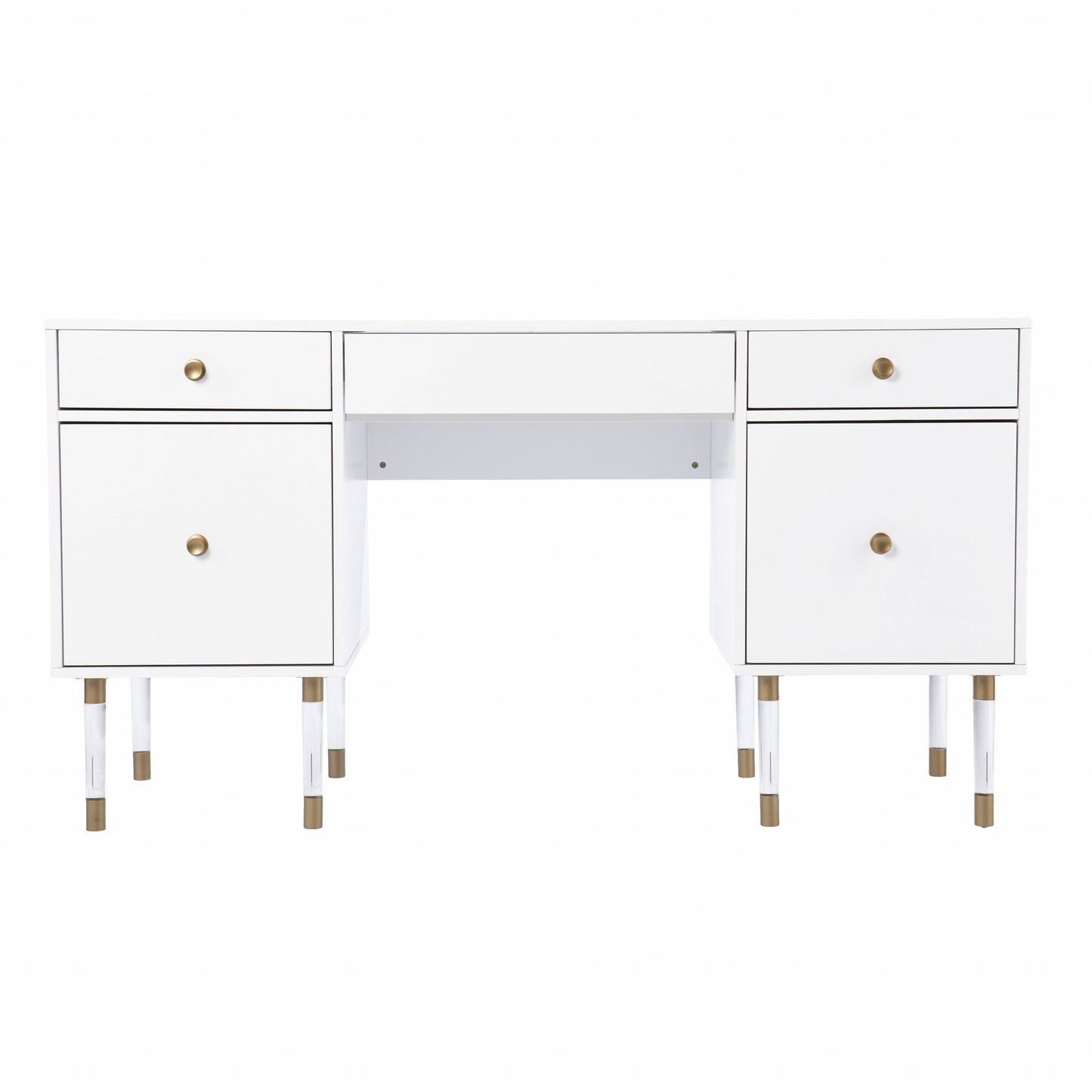 55" White Writing Desk With Four Drawers