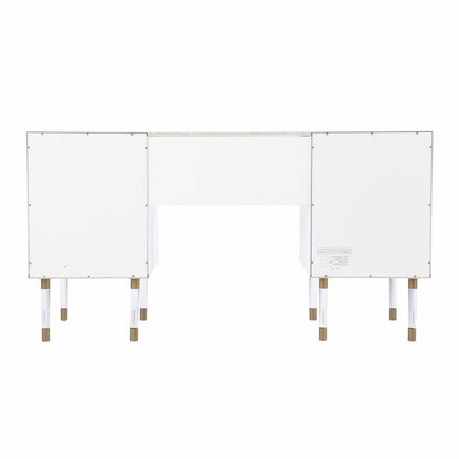 55" White Writing Desk With Four Drawers
