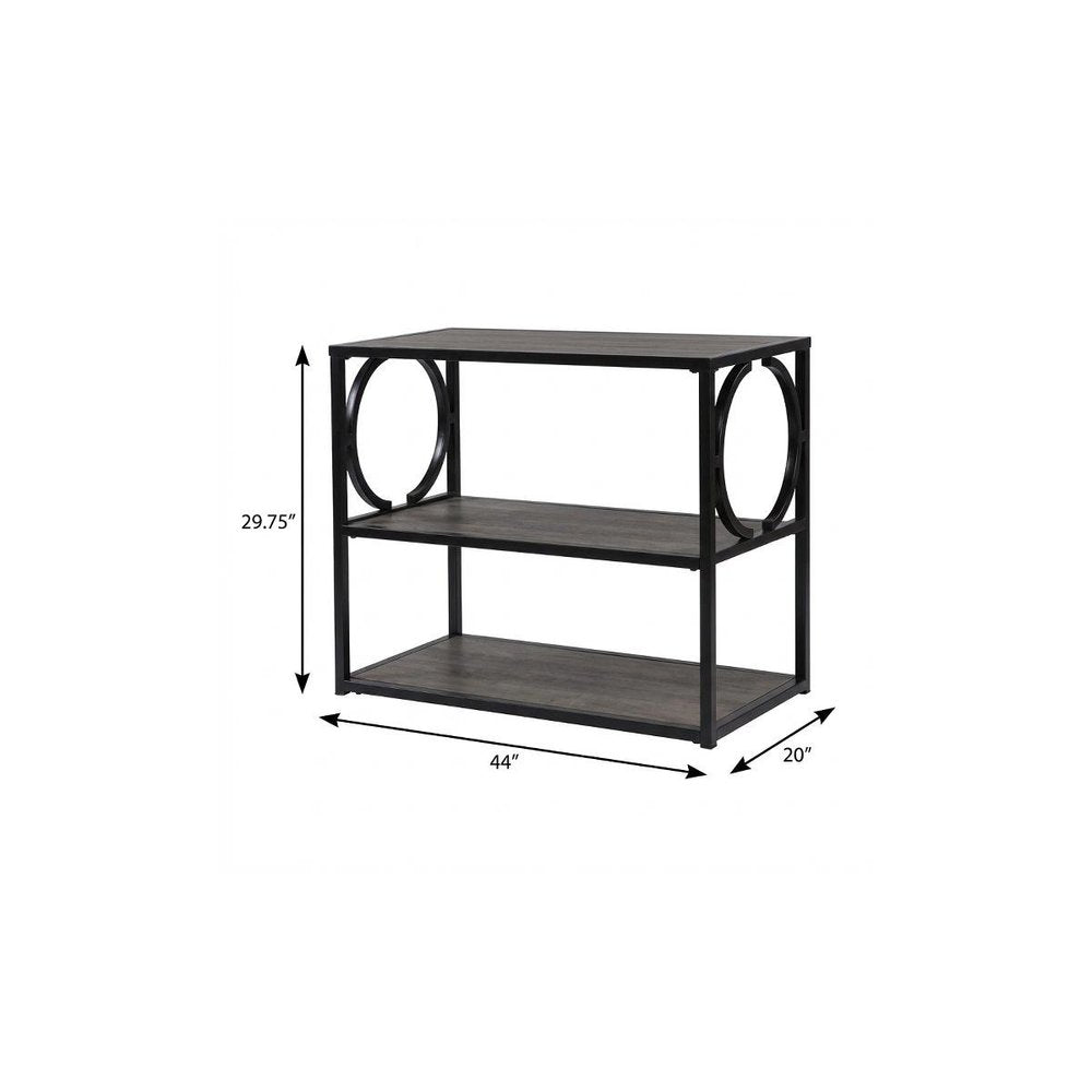 44" Gray and Black Wood Pedestal