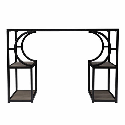 Wood and Iron Writing Desk with Storage