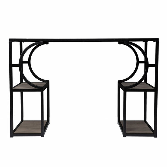44" Gray and Black Wood Pedestal