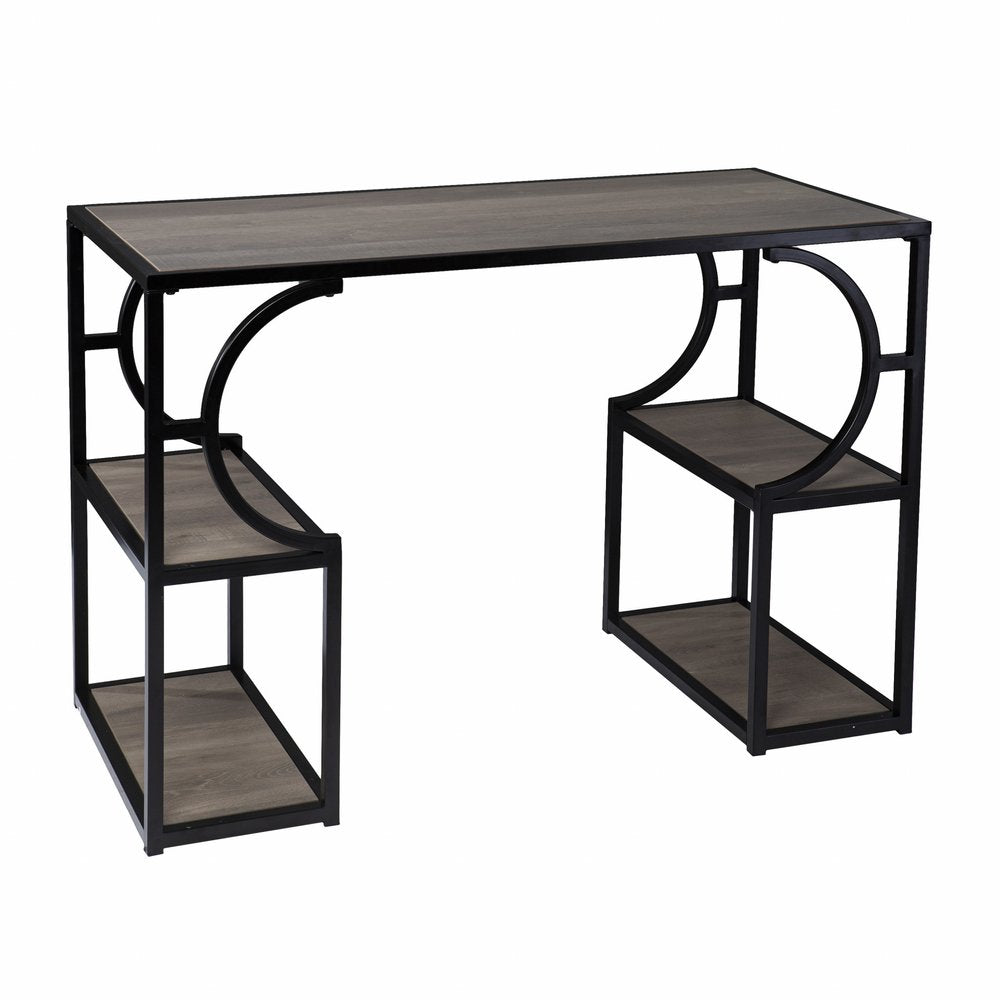 44" Gray and Black Wood Pedestal