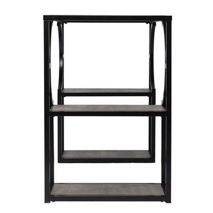44" Gray and Black Wood Pedestal
