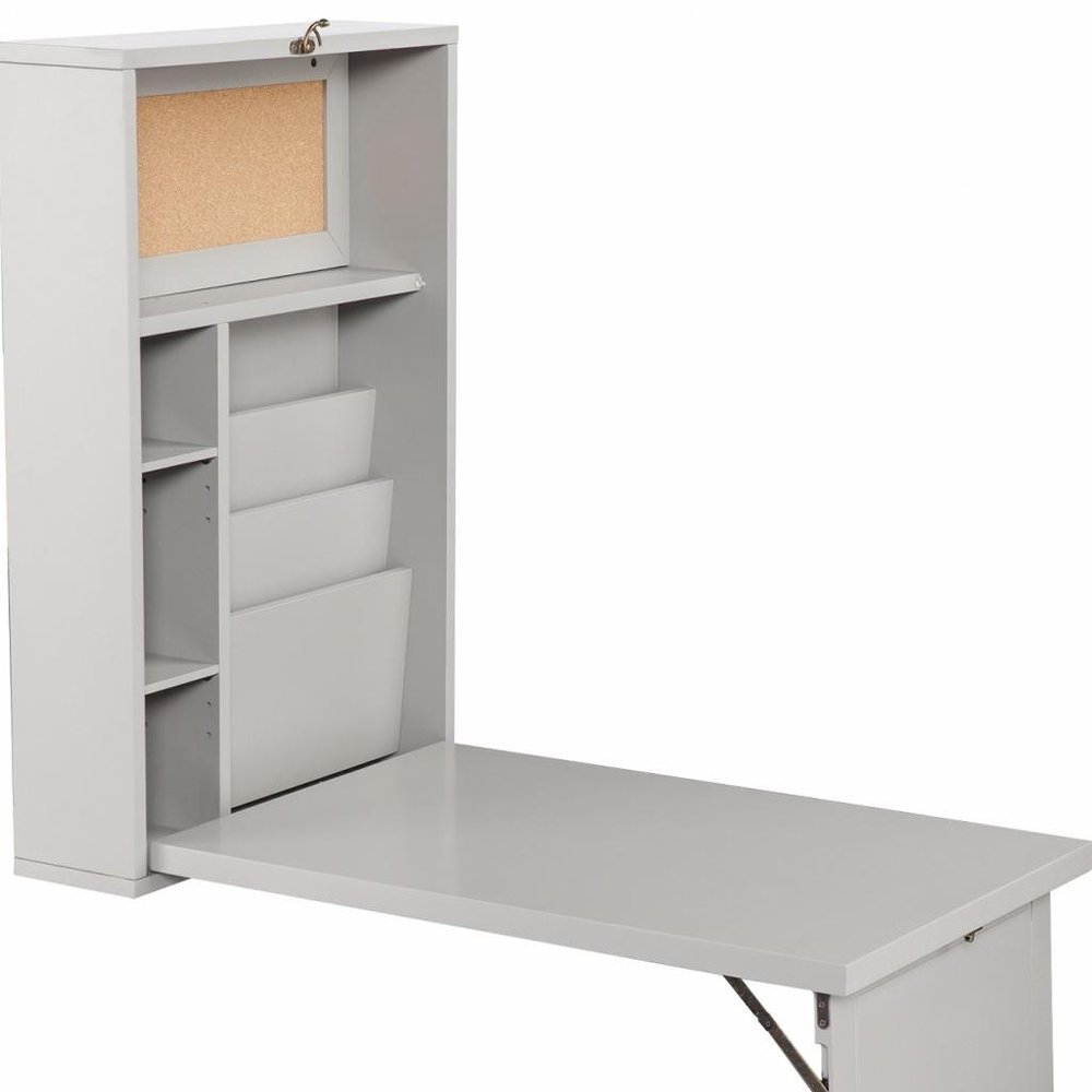 36" Gray Wall Mounted Floating Desk