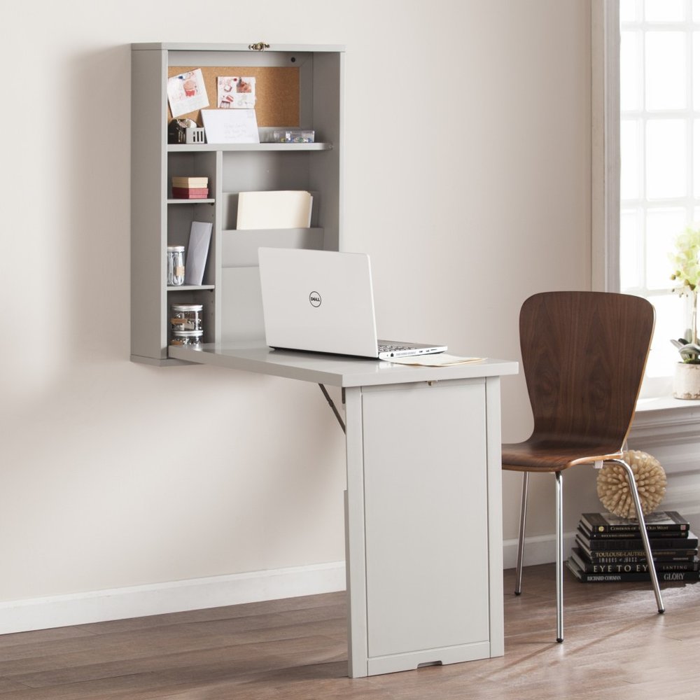 36" Gray Wall Mounted Floating Desk