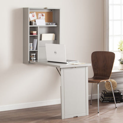 36" Gray Wall Mounted Floating Desk