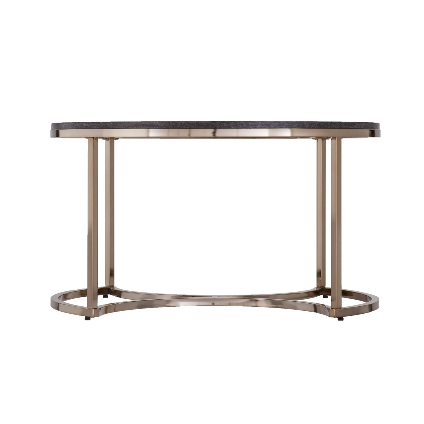 32" Champagne And Charcoal Manufactured Wood And Metal With Iron Round Coffee Table