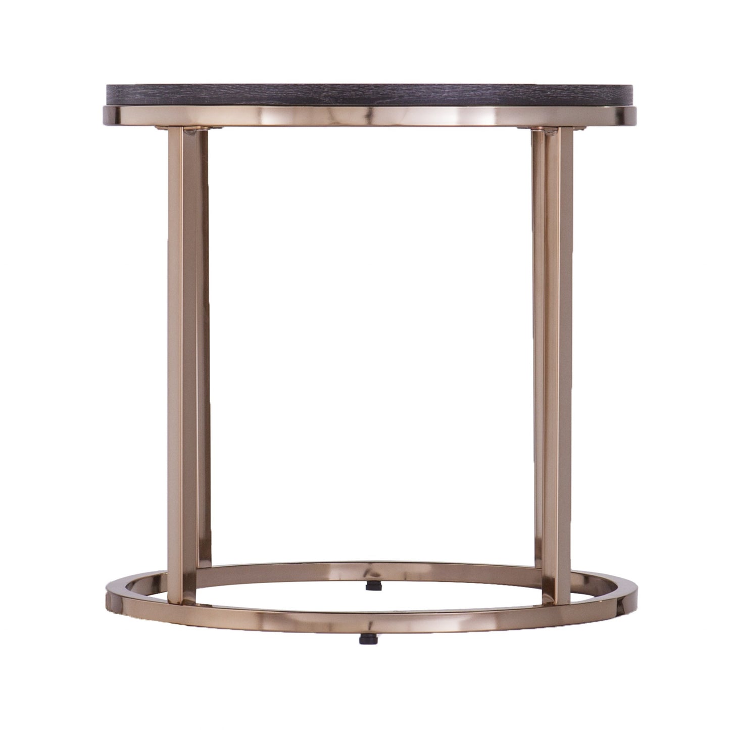 32" Champagne And Charcoal Manufactured Wood And Metal With Iron Round Coffee Table