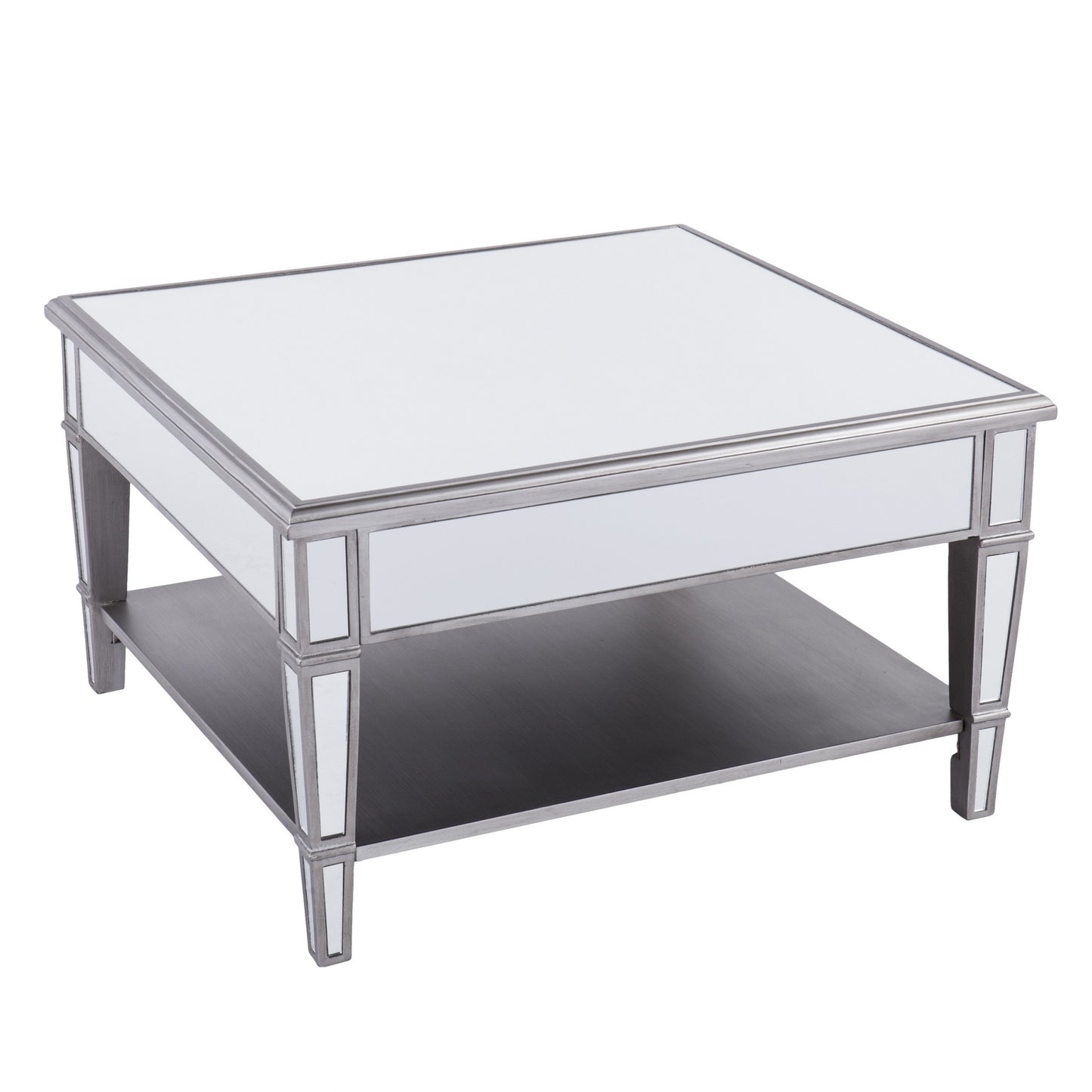 29" Silver Glass Square Mirrored Coffee Table