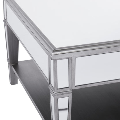 29" Silver Glass Square Mirrored Coffee Table