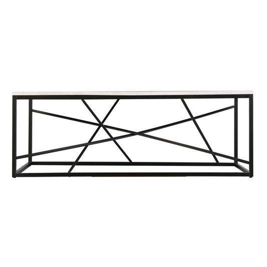50" Black Faux Marble and Metal Abstract Coffee Table