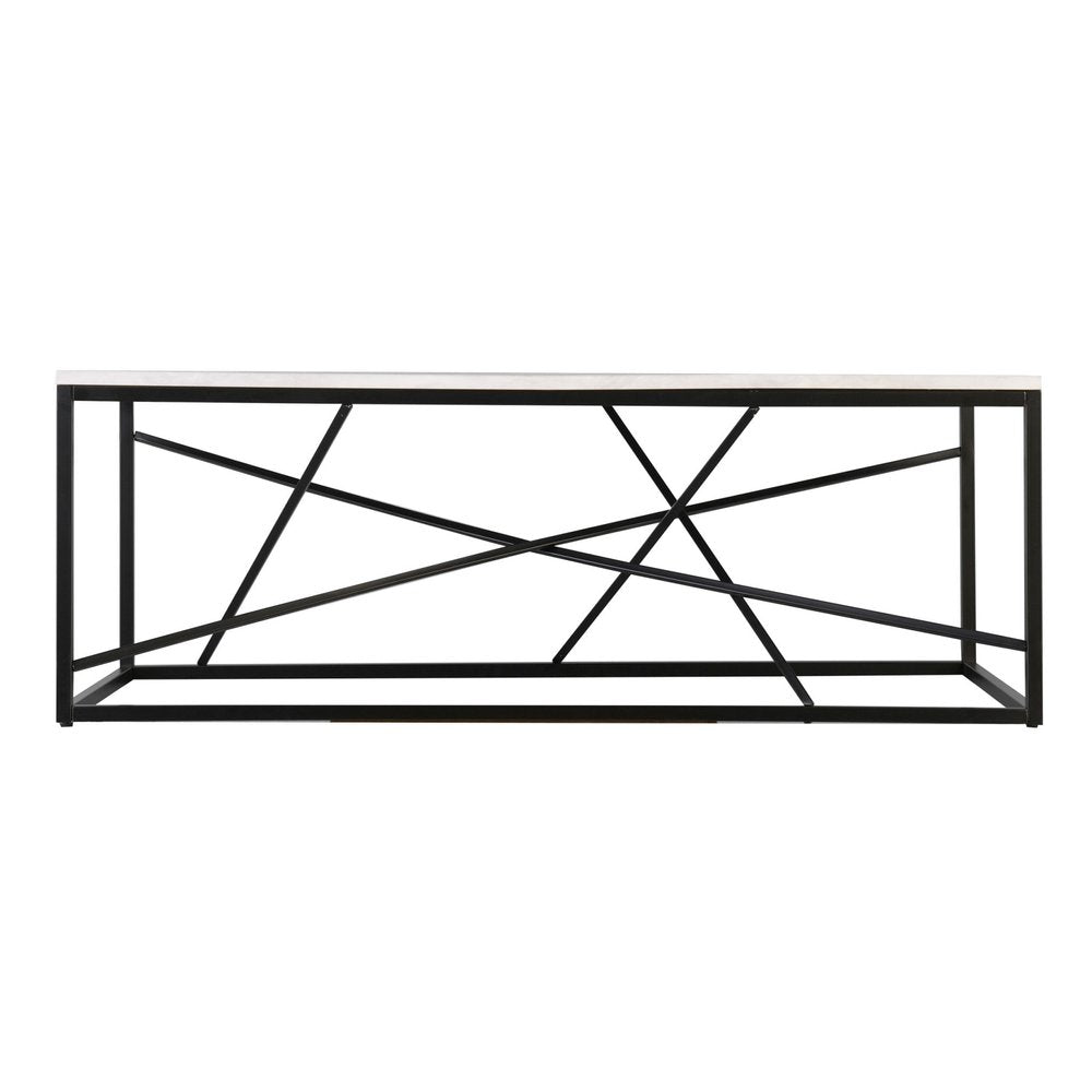 50" Black Faux Marble and Metal Abstract Coffee Table