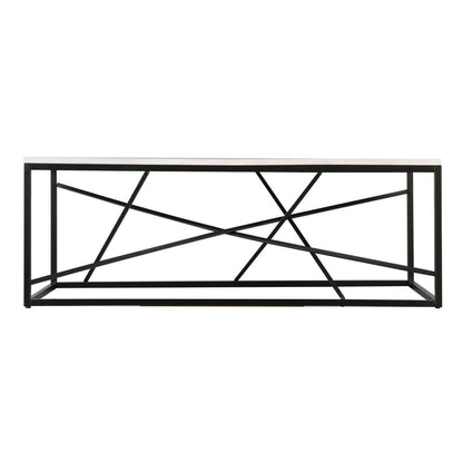 50" Black Faux Marble and Metal Abstract Coffee Table