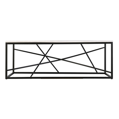 50" Black Faux Marble and Metal Abstract Coffee Table
