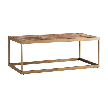 48" Natural And Natural Brown Solid Wood And Metal Rectangular Coffee Table