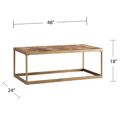 48" Natural And Natural Brown Solid Wood And Metal Rectangular Coffee Table