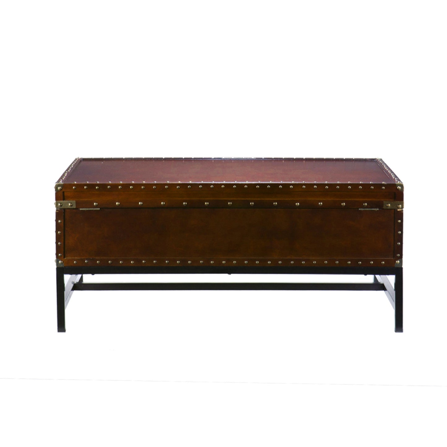 42" Brown Manufactured Wood And Metal Rectangular Coffee Table