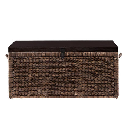38" Brown Wood And Wicker With Iron Coffee Table
