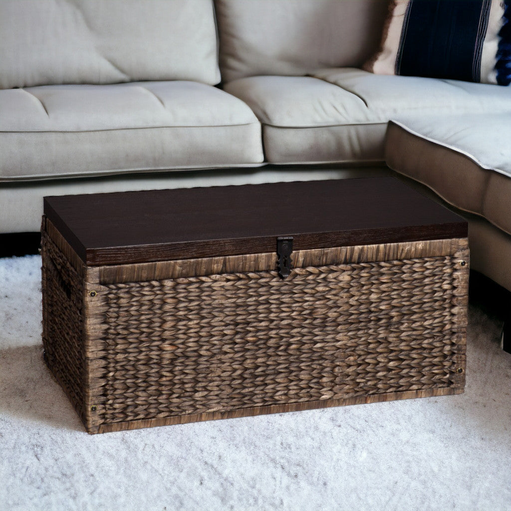 38" Gray Manufactured Wood And Metal Rectangular Coffee Table