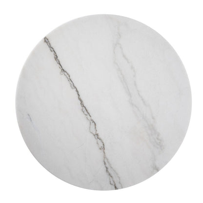 18" Gold And White Marble Round End Table