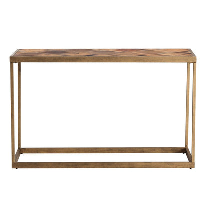 48" Natural and Brass Reclaimed Wood Frame Console Table