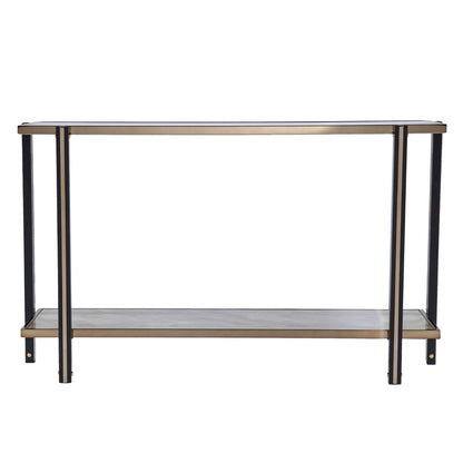 50" Smoky Black and Champagne Mirrored Glass Console Table With Shelf