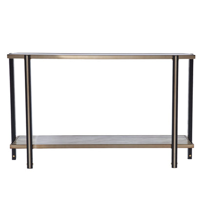 50" Smoky Black and Champagne Mirrored Glass Console Table With Shelf