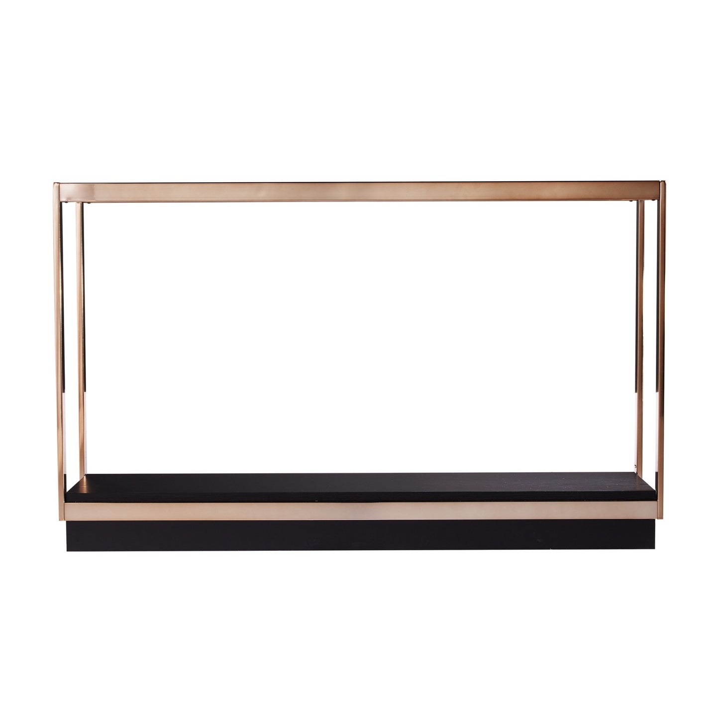 48" Clear and Champagne Glass Floor Shelf Console Table With Shelves