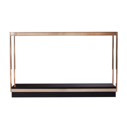 48" Clear Black and Champagne Glass Floor Shelf Console Table With Shelf
