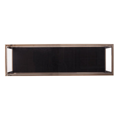 48" Clear Black and Champagne Glass Floor Shelf Console Table With Shelf