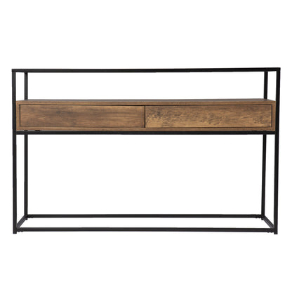 48" Clear and Black Glass Frame Console Table With Storage With Storage